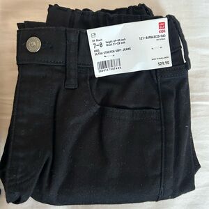 Uniqlo kids ultra stretch soft jeans black 7-8 new